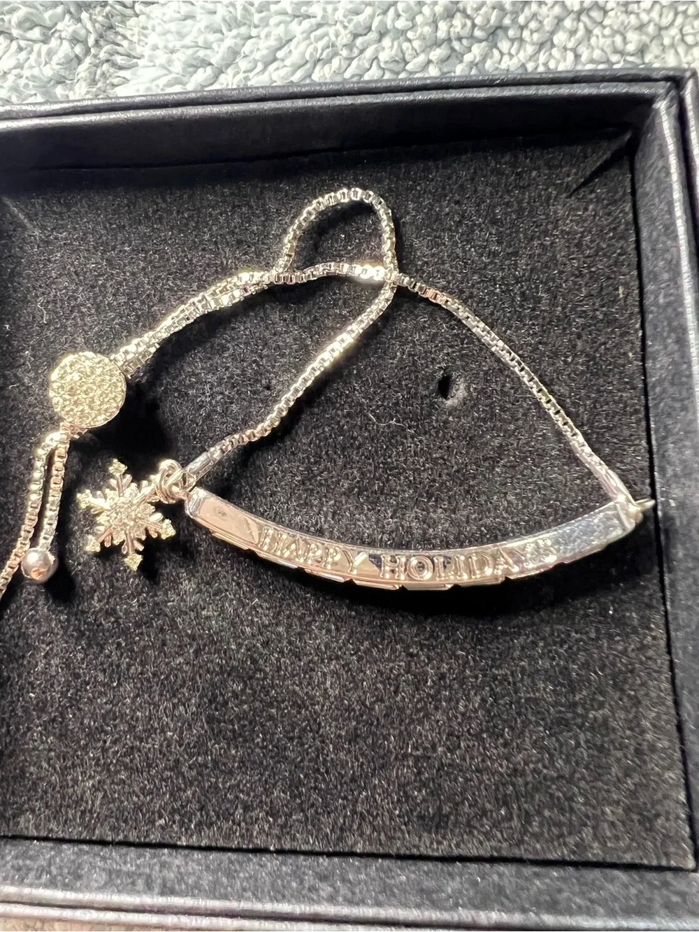 Holiday Sparkle Silver Snowflake Slider Bracelet